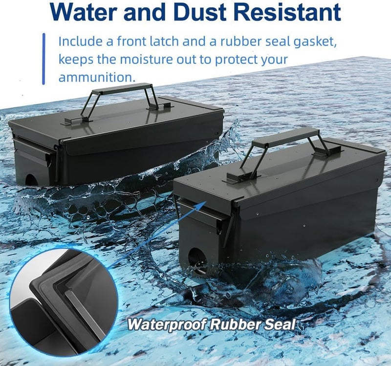 Patron 30 & 50 Cal Ammo Can Metal Ammo Box Storage Crate Case for Shotgun Bullet Rifle Ammunition Waterproof (Black or Green) - Image 2